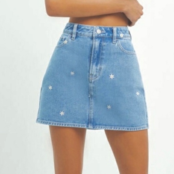PACSUN | Daisy Floral Embroidered Jean Skirt - Picture 4 of 4